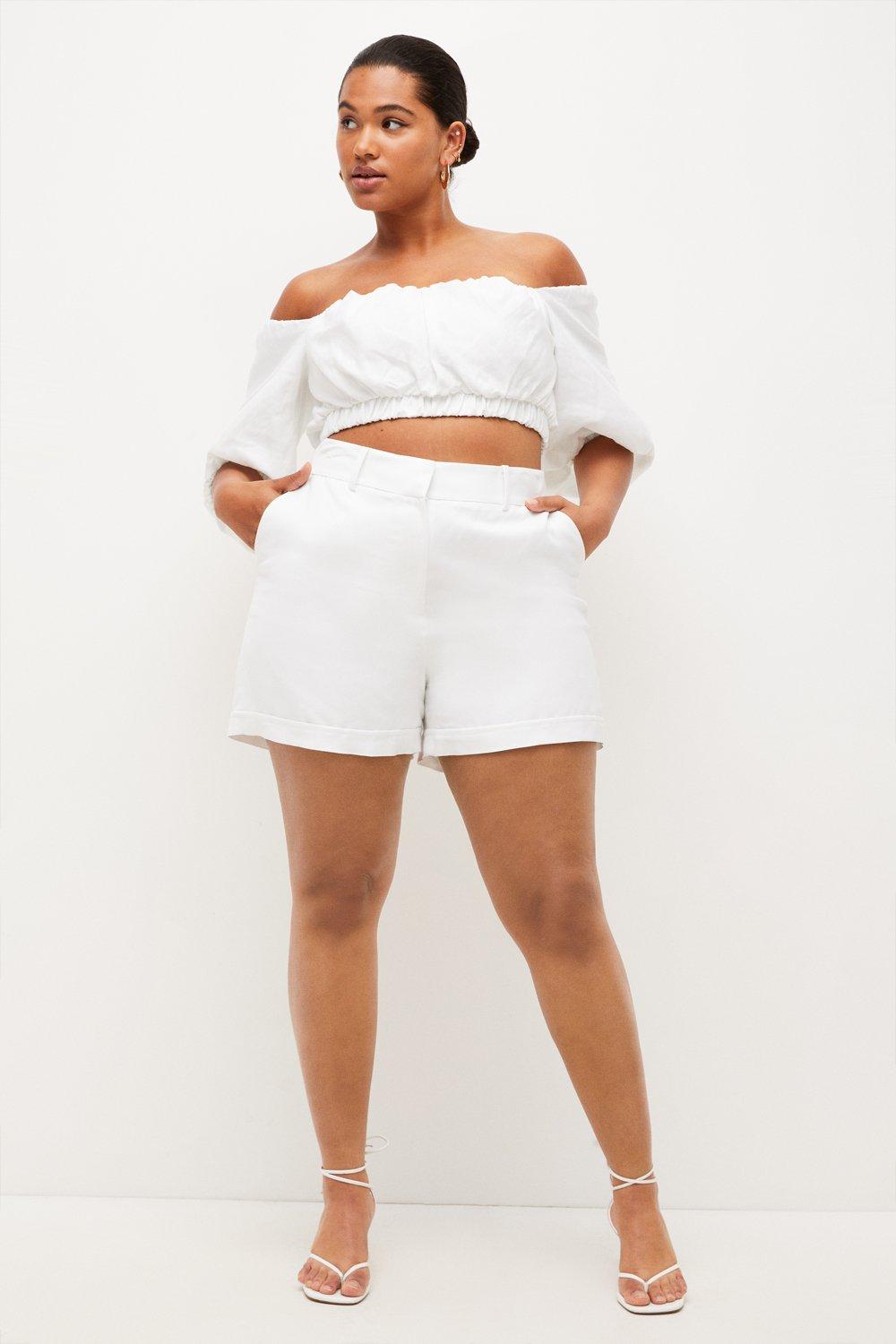 white high waisted shorts plus size