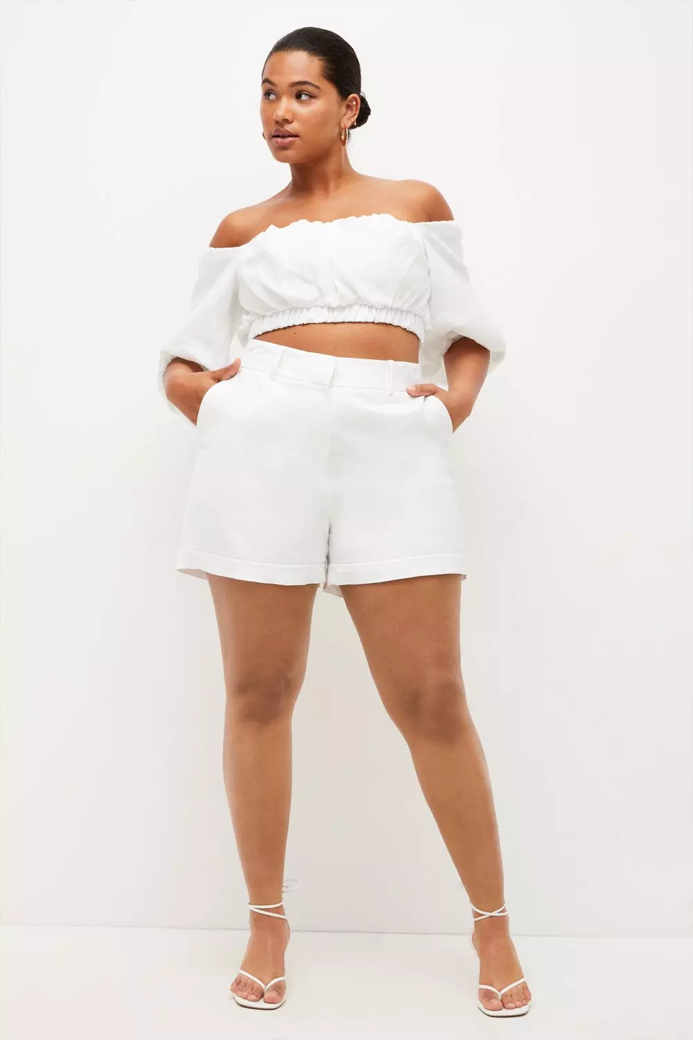 Plus size linen deals blend shorts