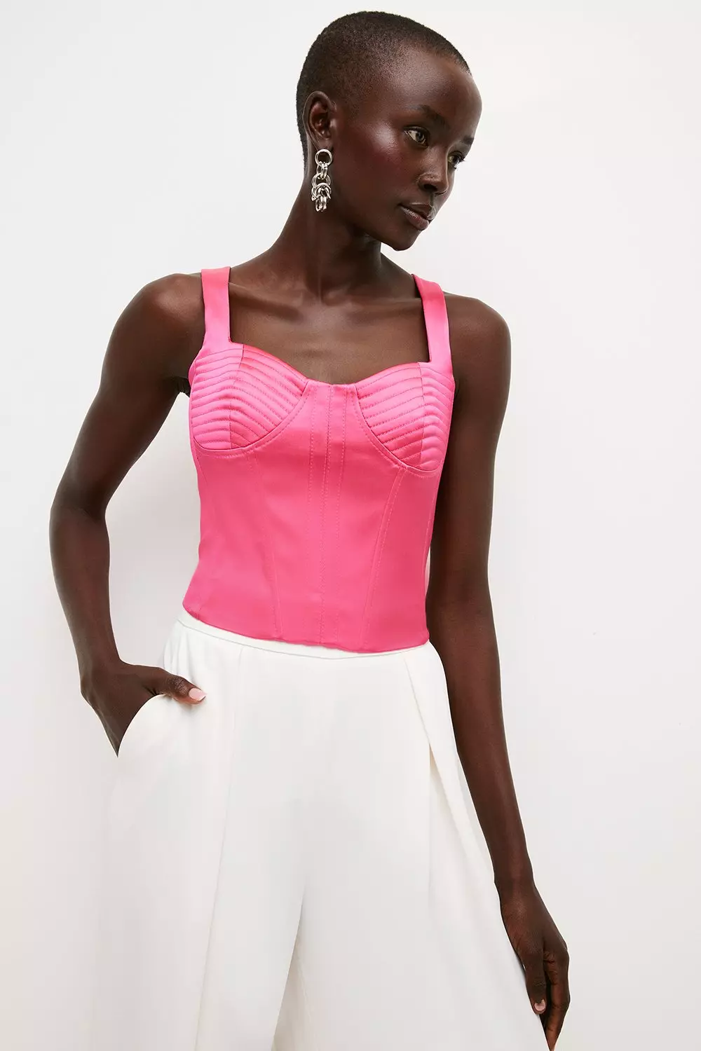 New ZARA Pink Bustier Corset Top  Ruffle tube top, Corset top, Tops