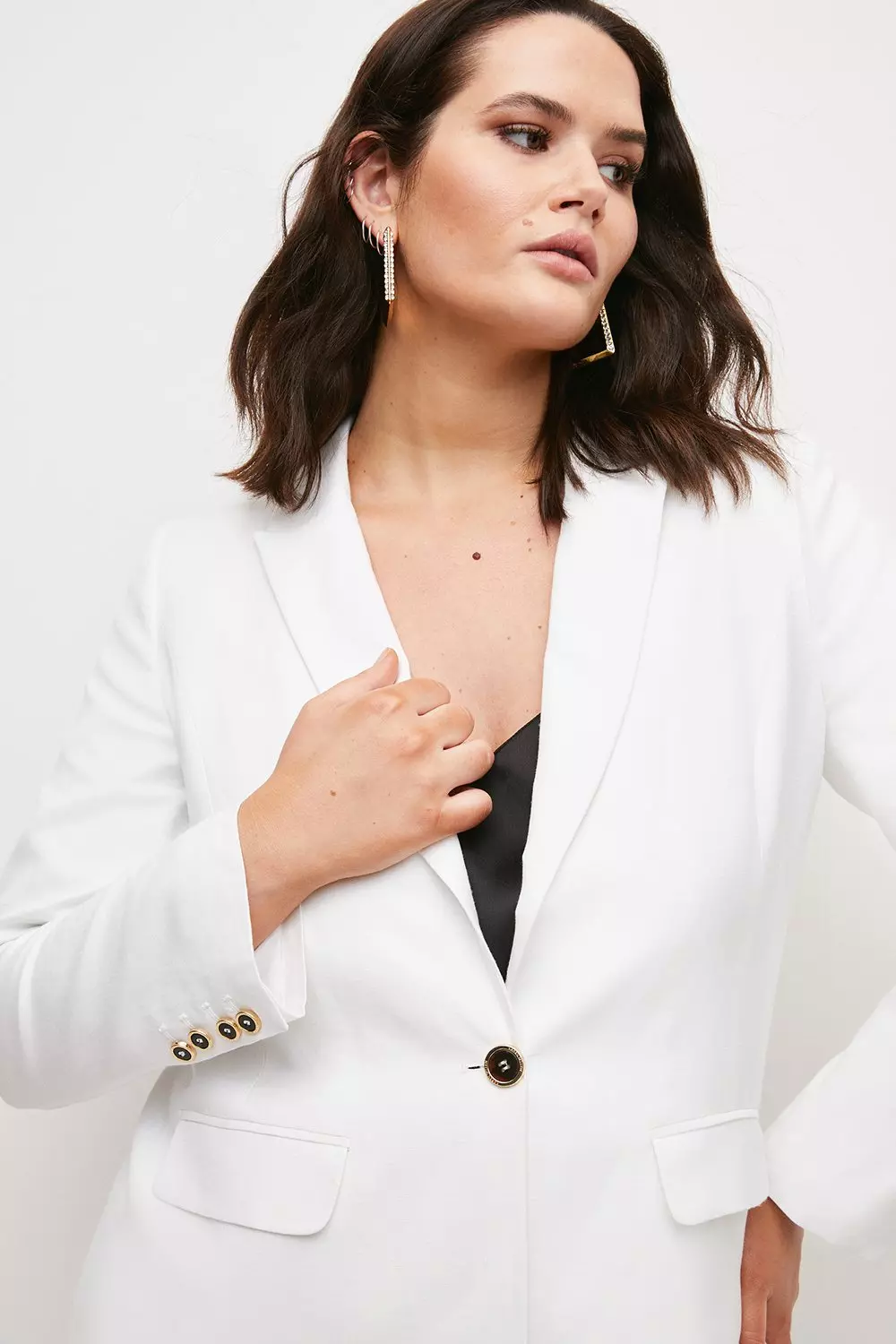 White linen hotsell jacket plus size