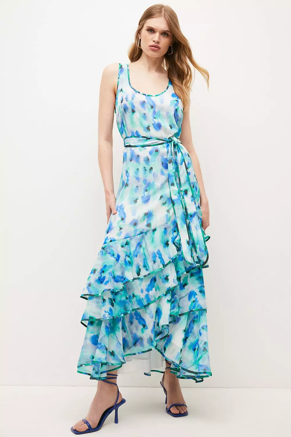 Karen millen clearance blue ruffle dress