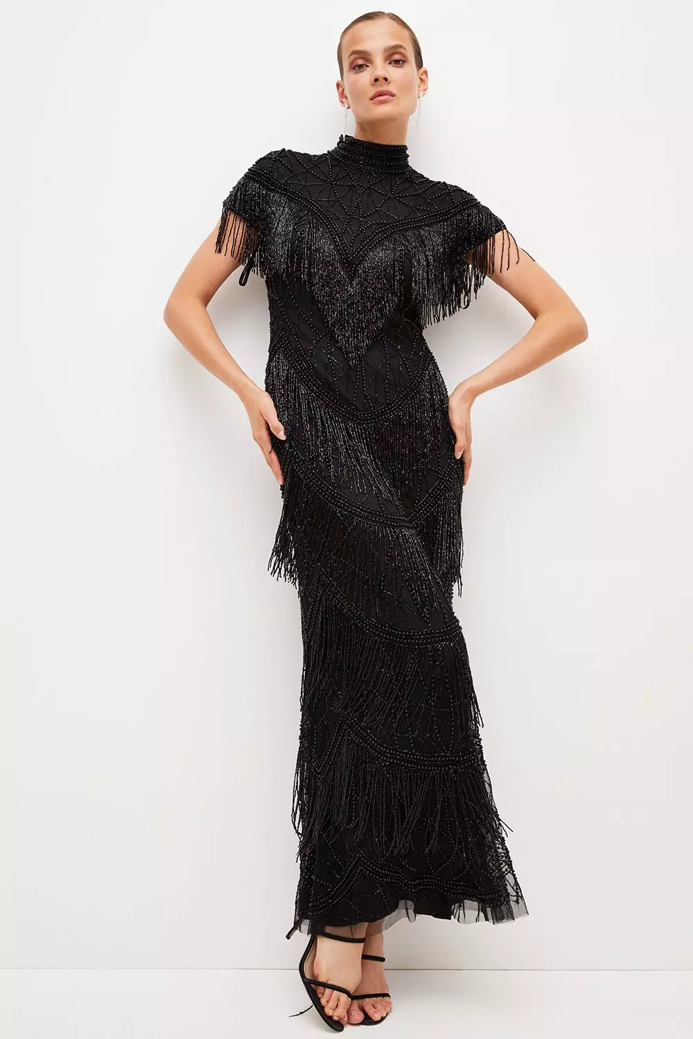 Embellished Tassle Sleeve Maxi Dress Karen Millen