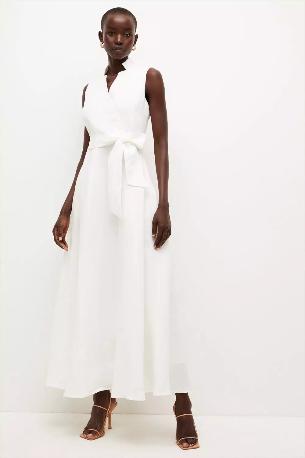 White linen deals belted dress