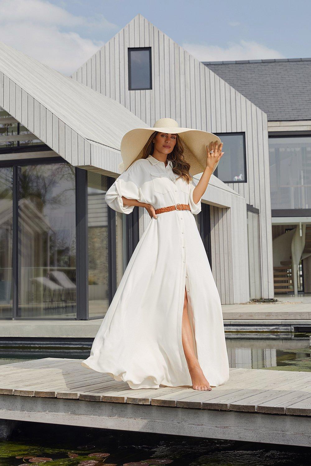 Lydia Millen Belted Maxi Shirt Dress - Ivory