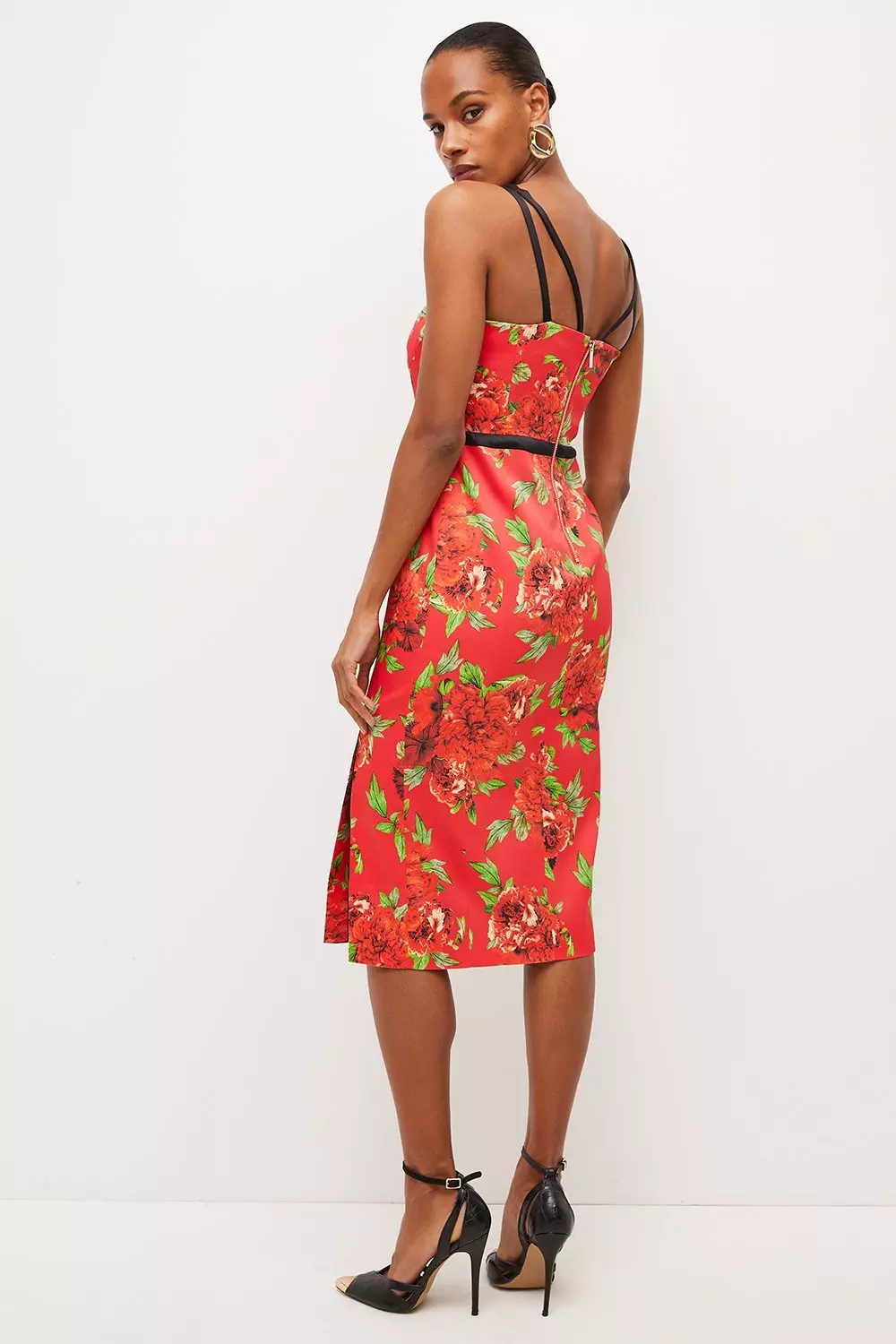 Rose print hot sale midi dress