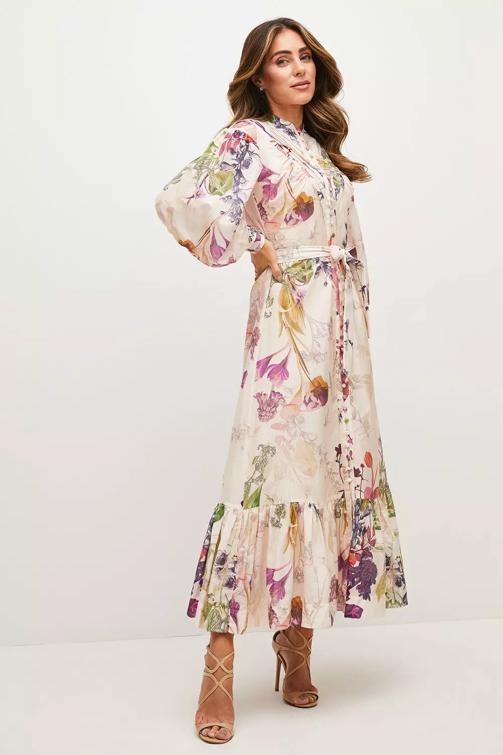 Lydia Millen Silk Cotton Botanical Maxi Dress | Karen Millen