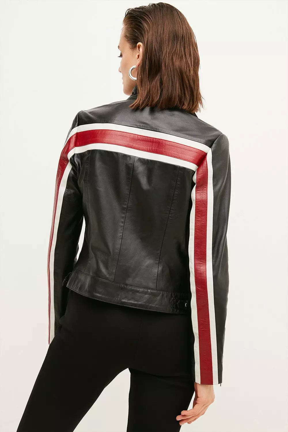 Leather Colorblock 90S Moto Jacket