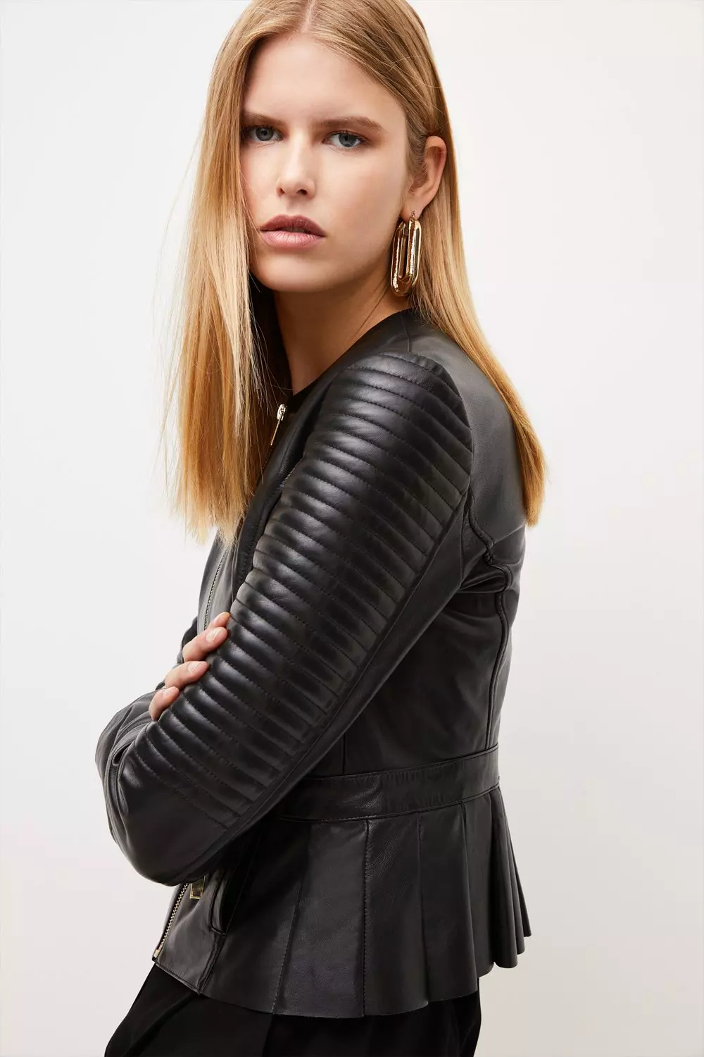 Karen millen quilted leather jacket sale