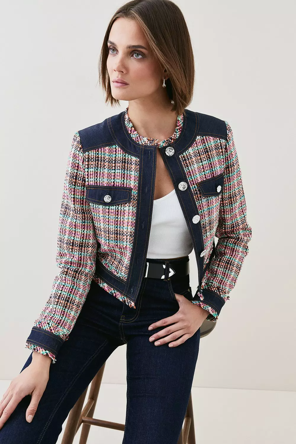 Tweed Denim Mix Jacket