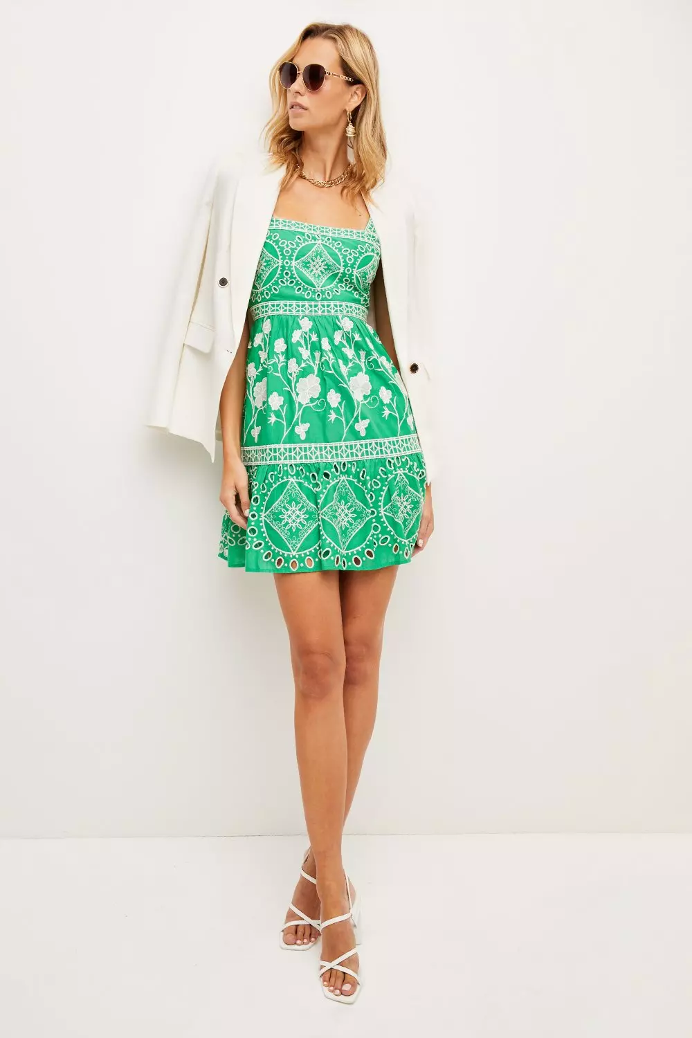 Floral Geo Embroidered Mini Karen Millen