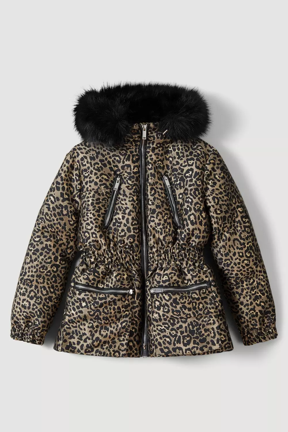 Faux Fur Lined Belted Puffer Coat