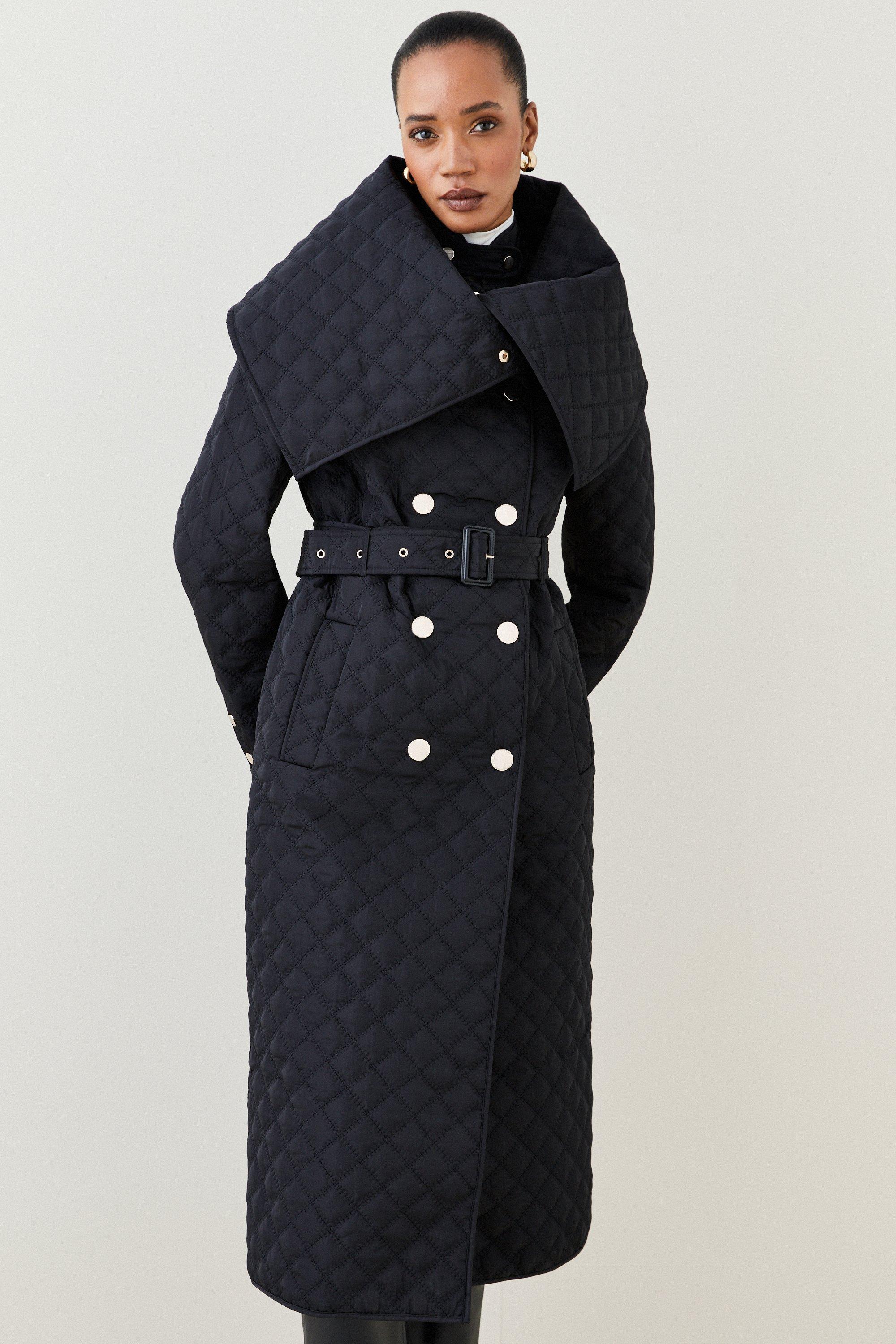 Karen millen longline quilted coat sale