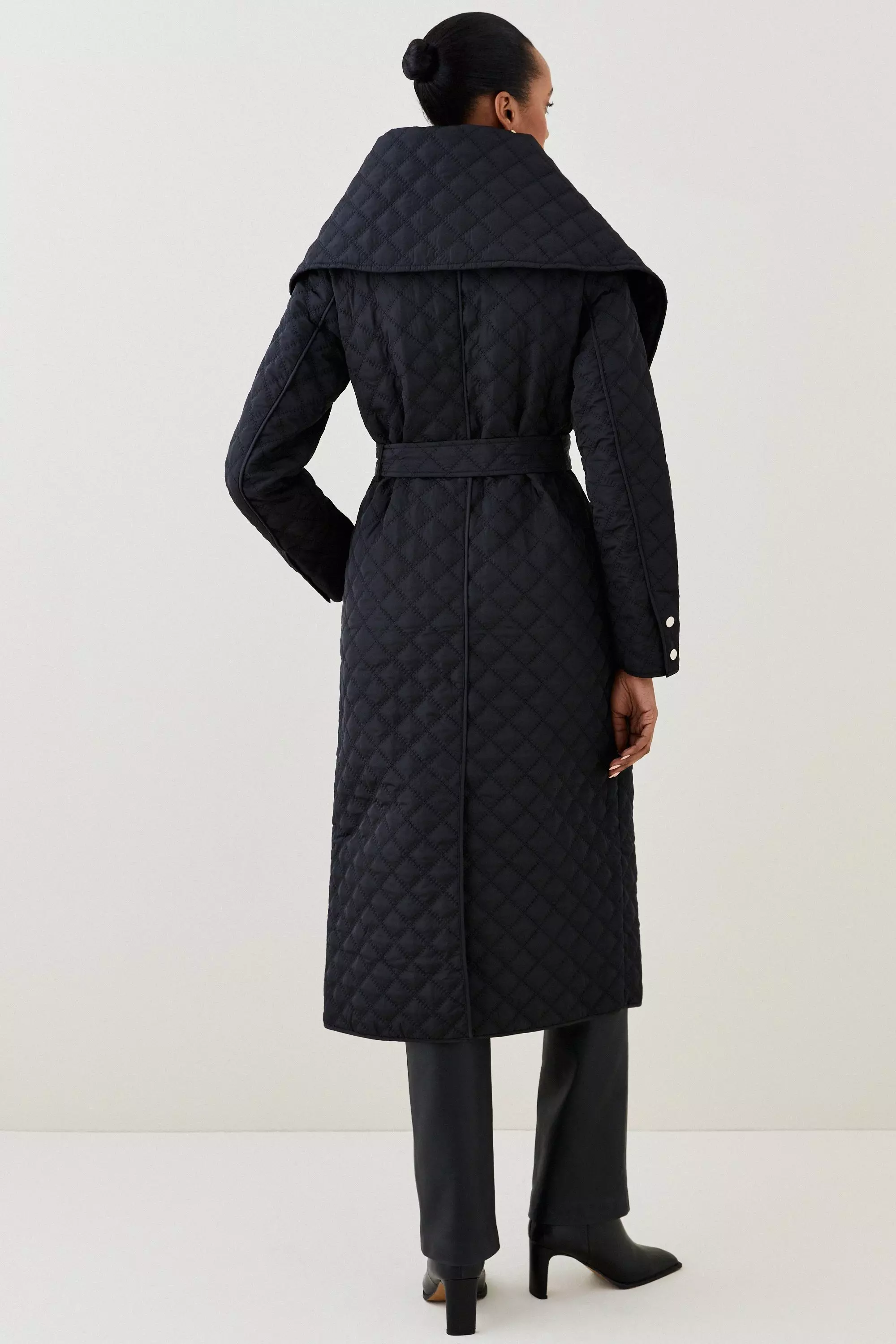 Quilted Longline Collar Coat Karen Millen