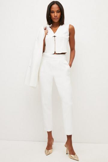 Compact Stretch Tailored Slim Leg Trousers ivory