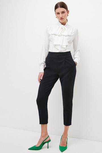 Compact Stretch Tailored Slim Leg Trousers navy