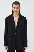 Black Soft Twill Oversized Tailored Jacket