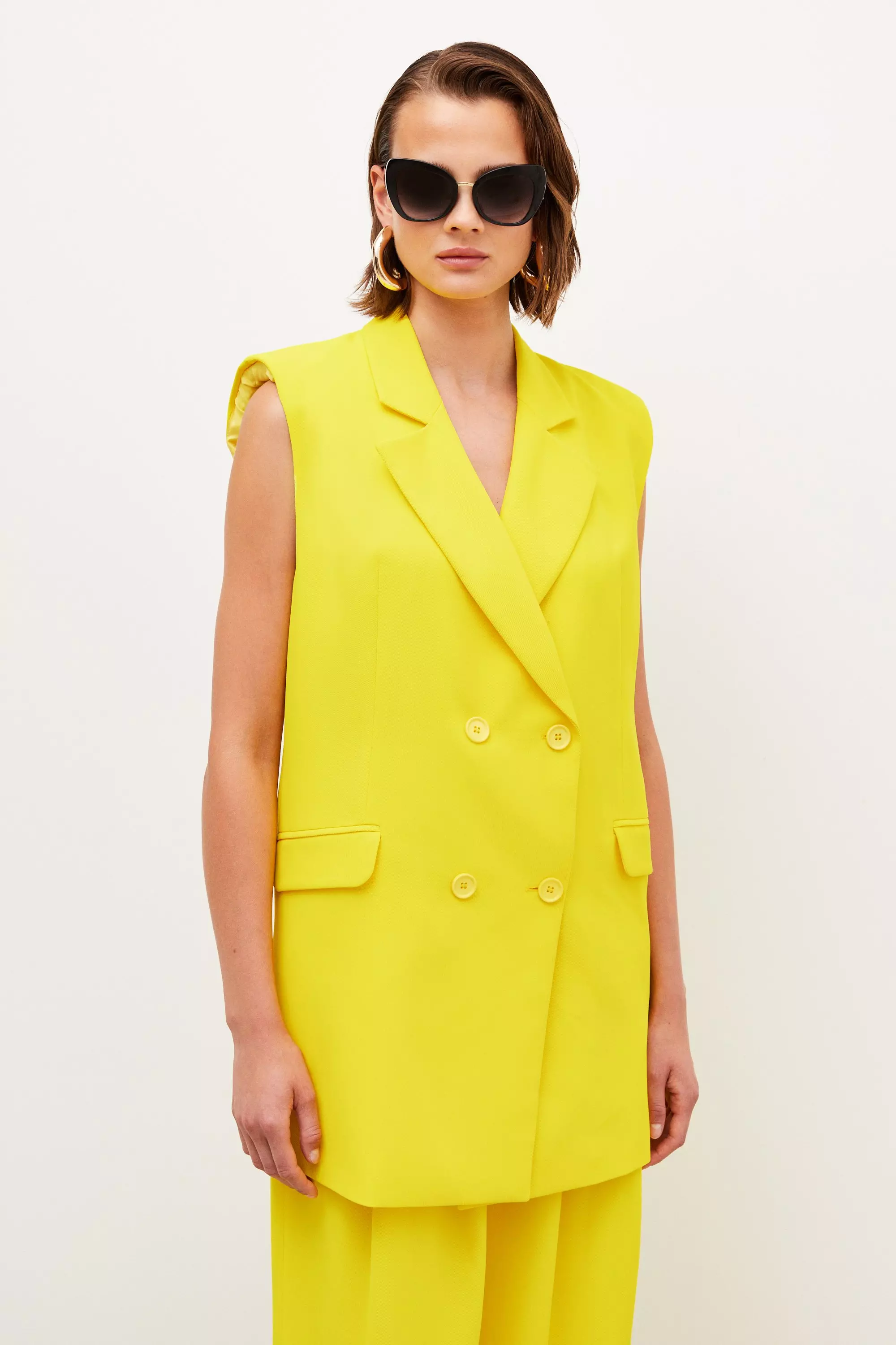 Yellow sale sleeveless blazer