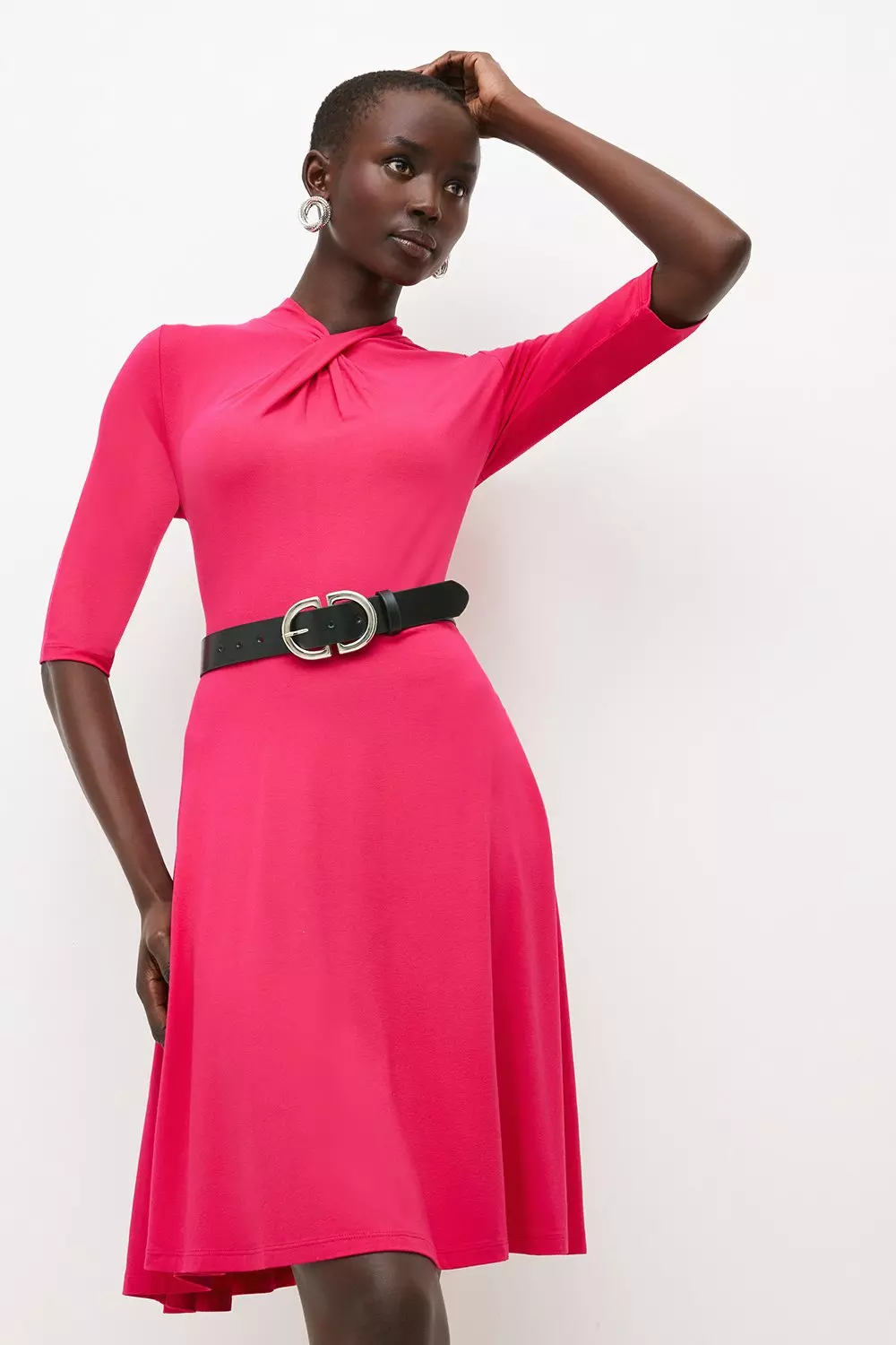 Belted jersey outlet dress