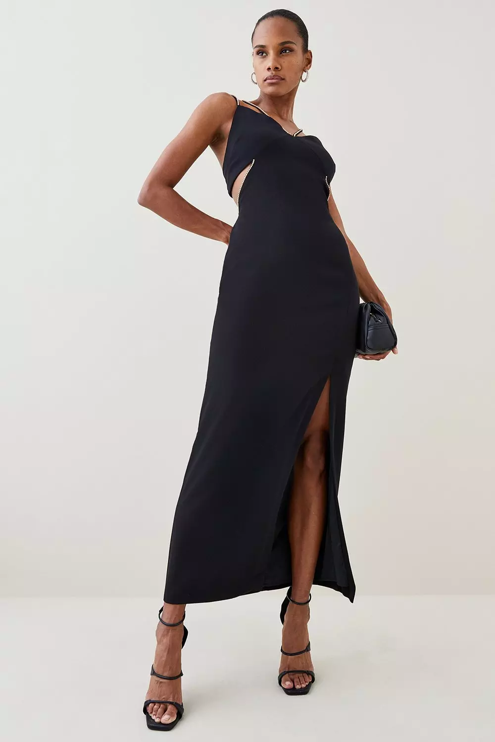 Karen millen black dress clearance with belt