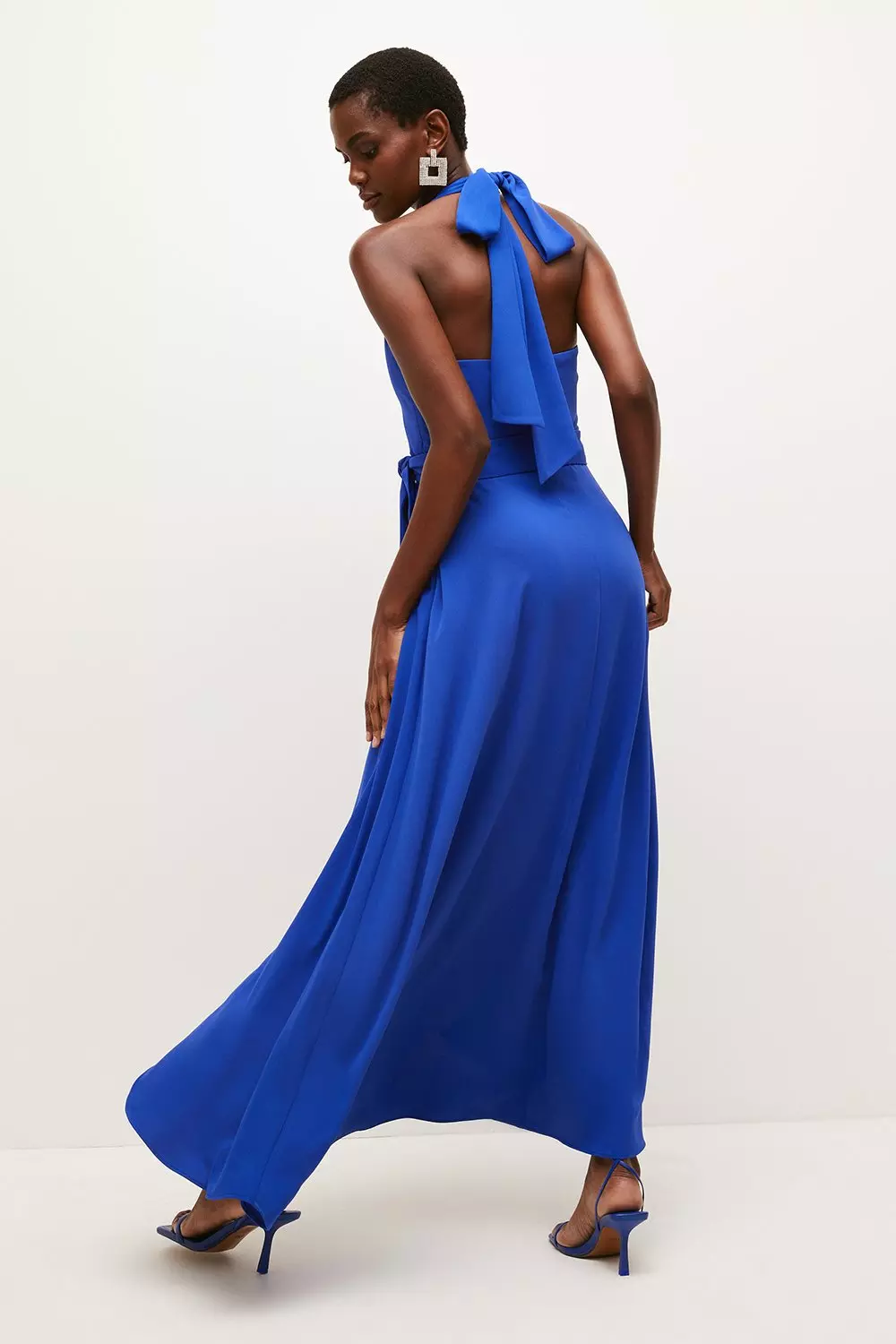 Blue halter shop maxi dress