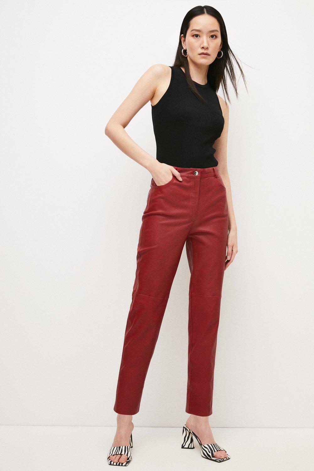 Curves Red Ditsy Floral Wide Leg Crop Trousers | New Look