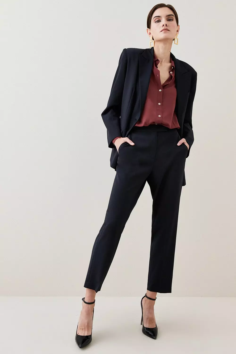 High waisted black clearance slim trousers