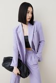 Lilac Wool Blend Asymetric Wrap Tailored Jacket 