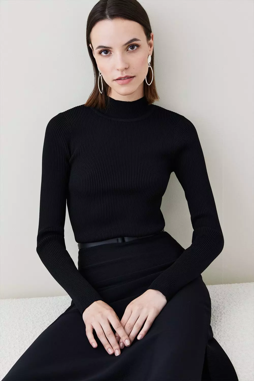 Louis Vuitton black Knit Belted Mini Dress