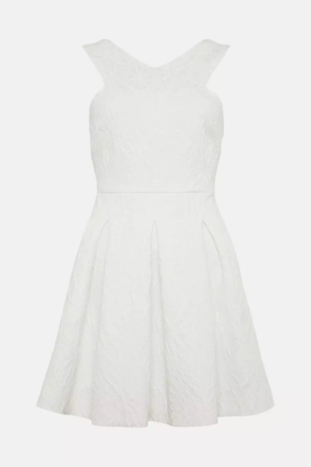 White Jacquard Skater Dress