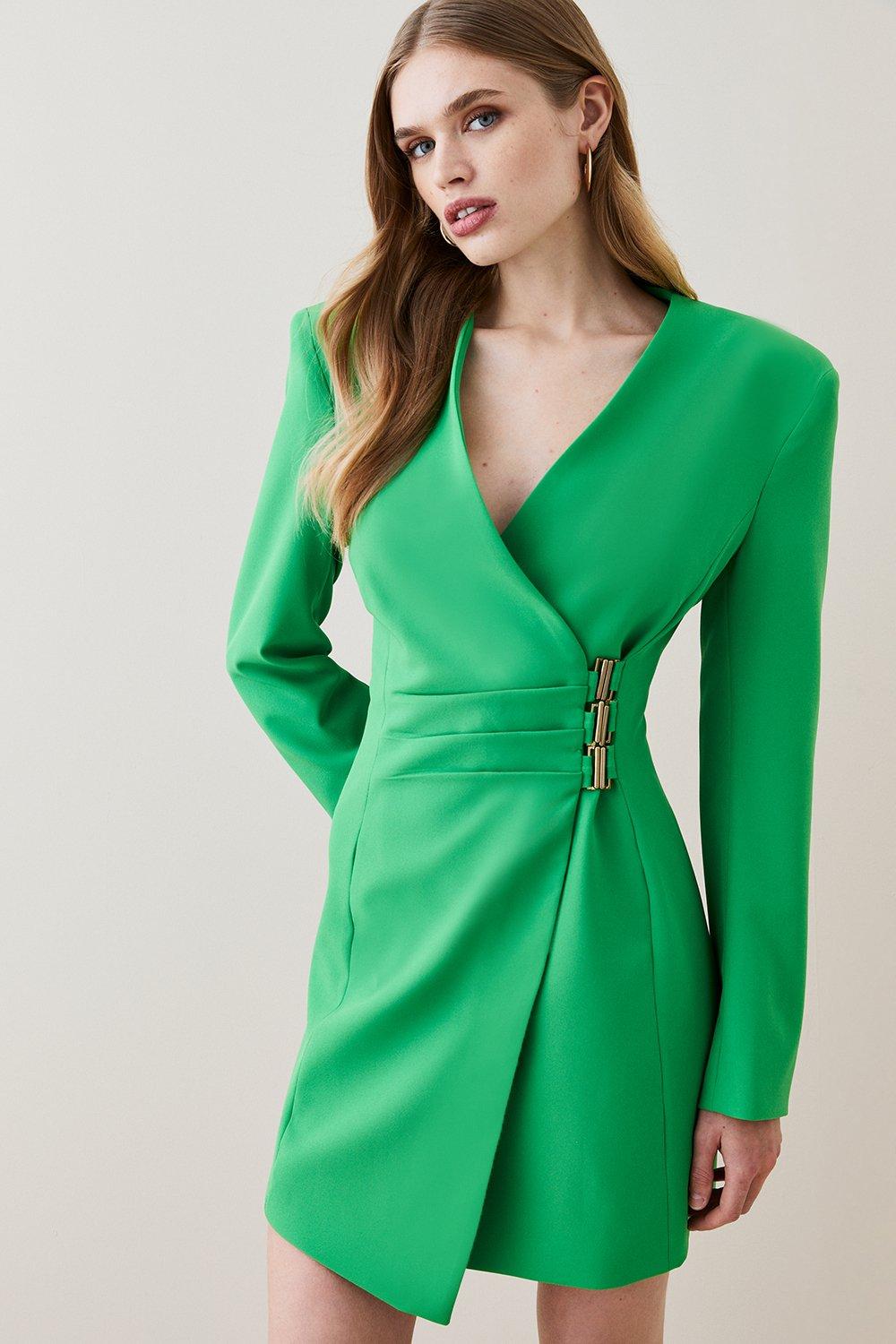 Karen millen green 2025 silk wrap dress