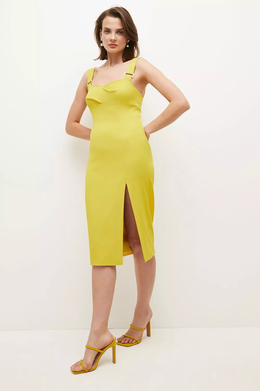 Karen millen discount yellow midi dress