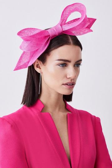 Pink Sinnamay Bow Headband Fascinator