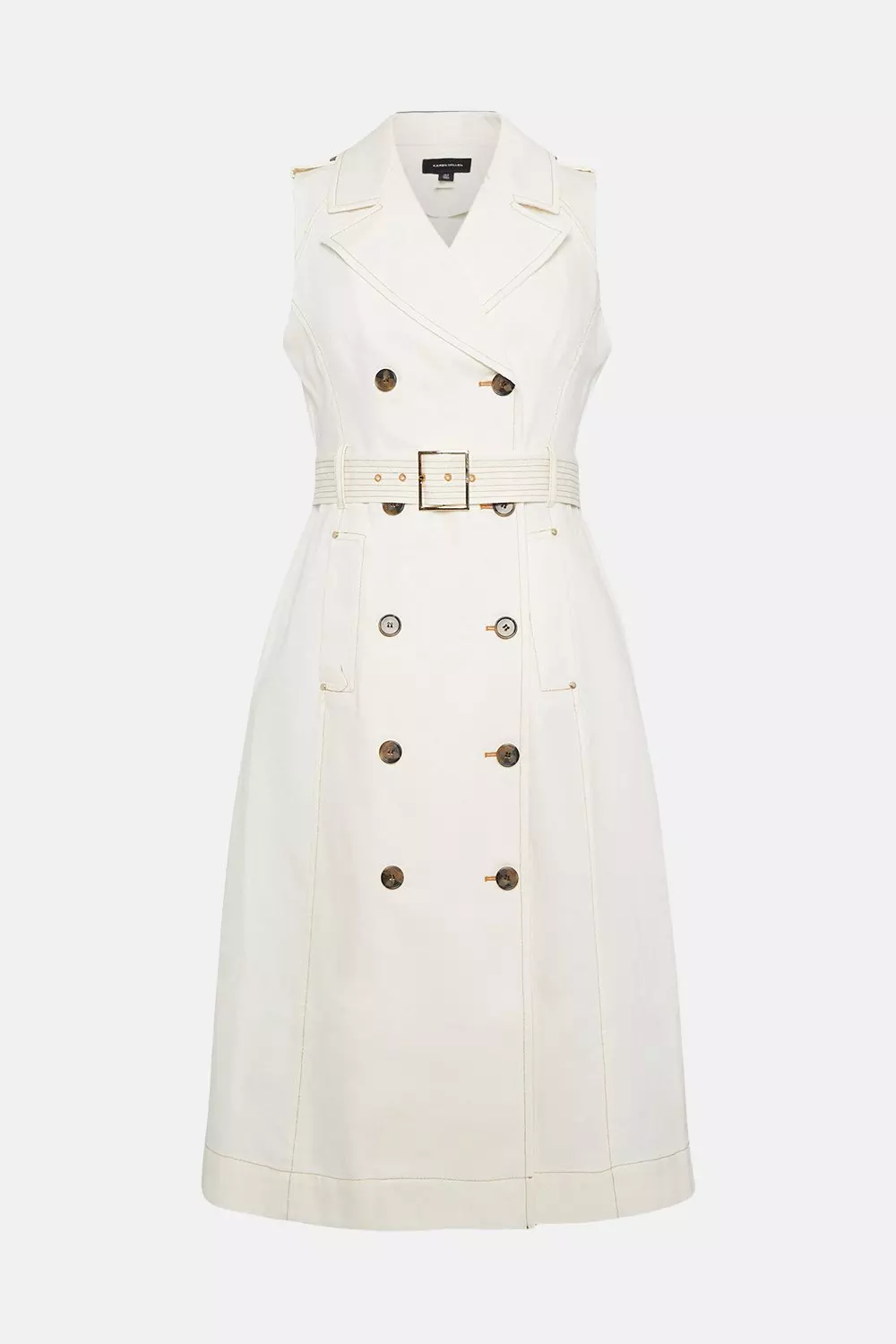 White double clearance breasted coat dress