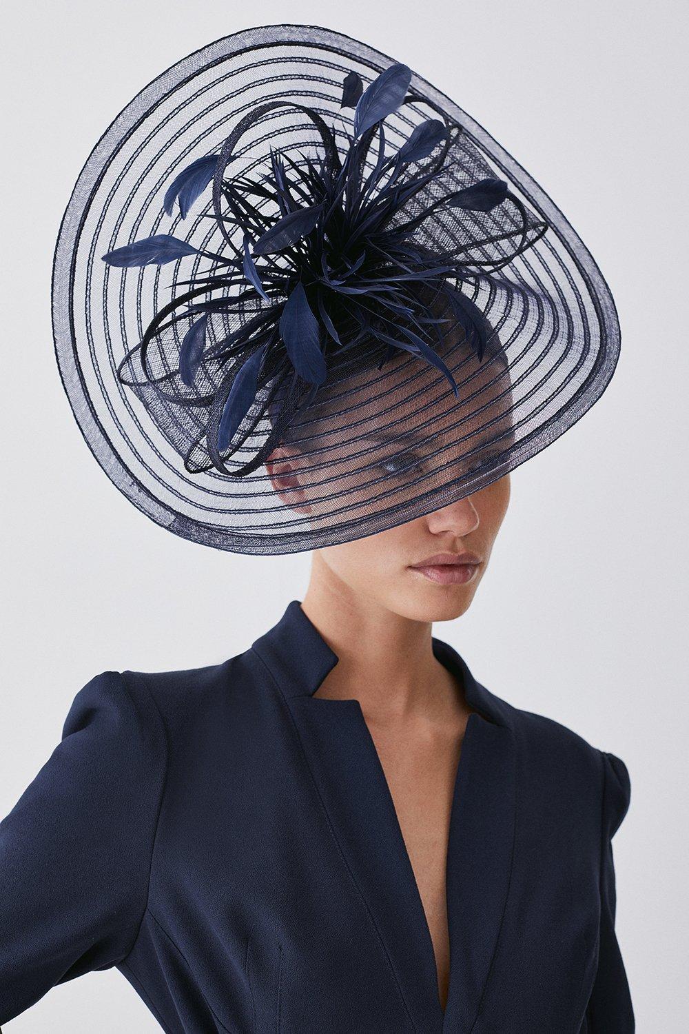 Feather Detail Fascinator - Navy