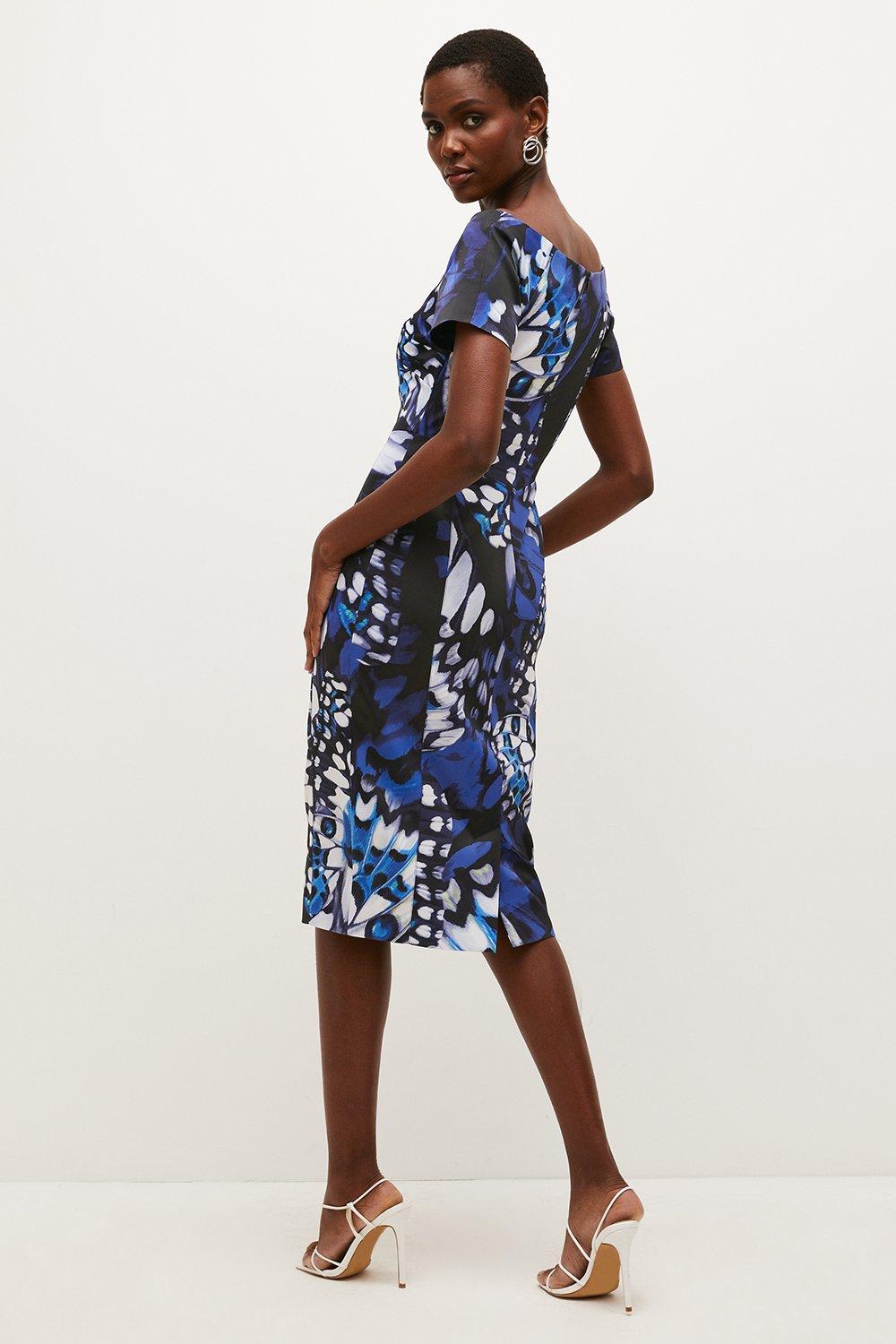 butterfly print midi dress