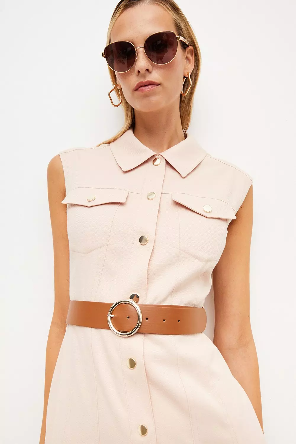 Belted store mini dress