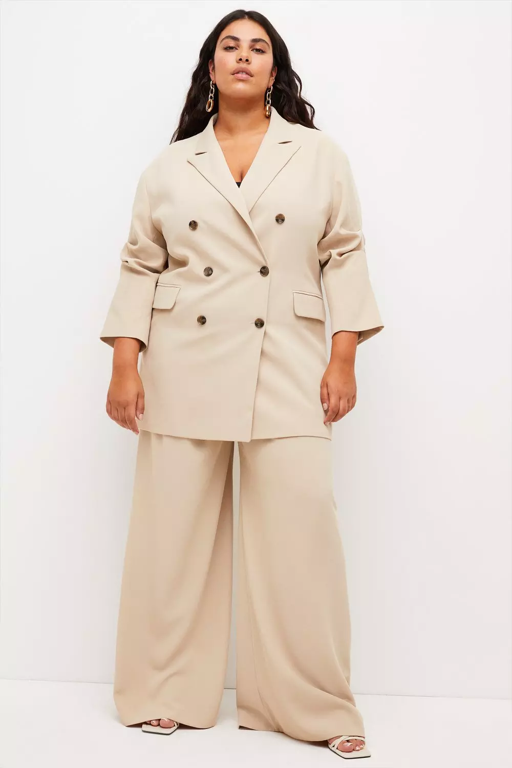 Plus Size Double Breasted Pant Suit