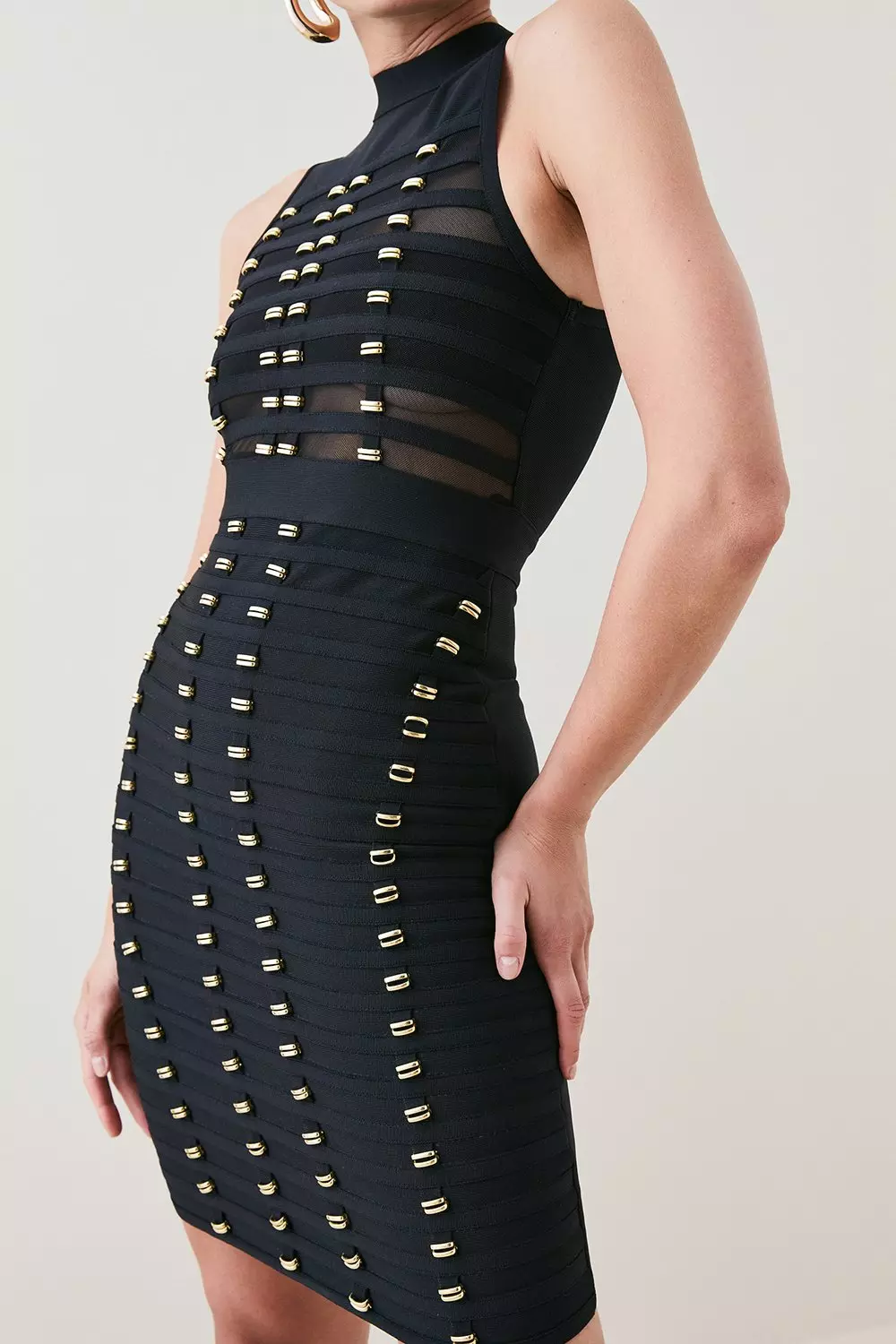 Black studded hotsell bandage dress