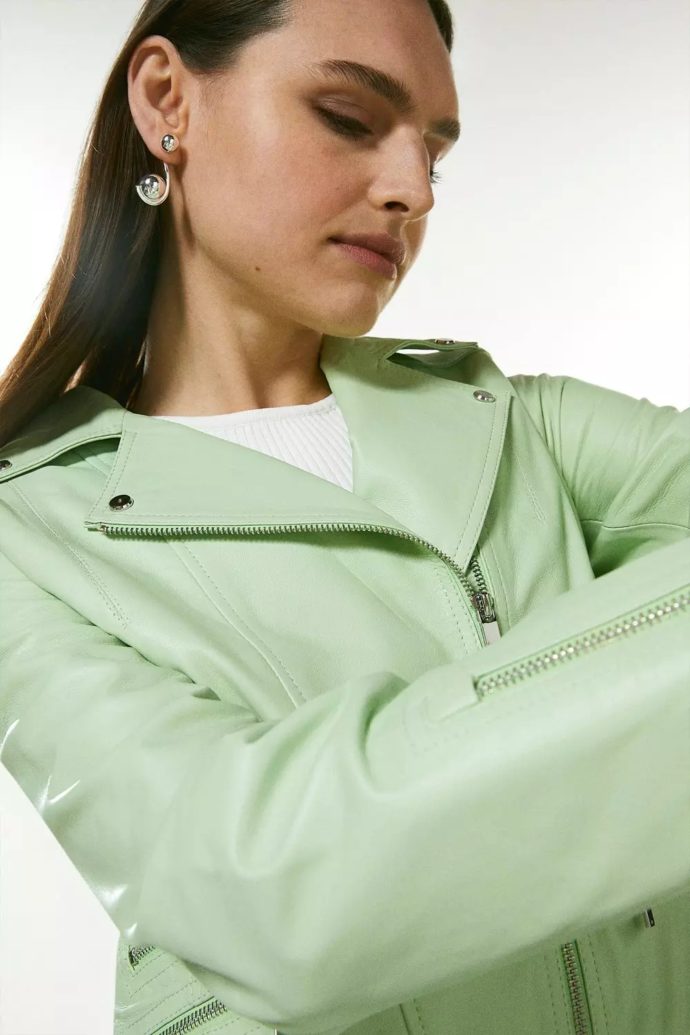 Mint green moto clearance jacket