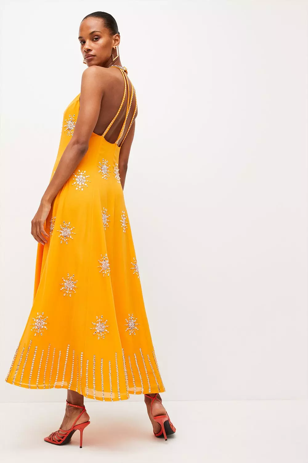 Karen millen store orange maxi dress