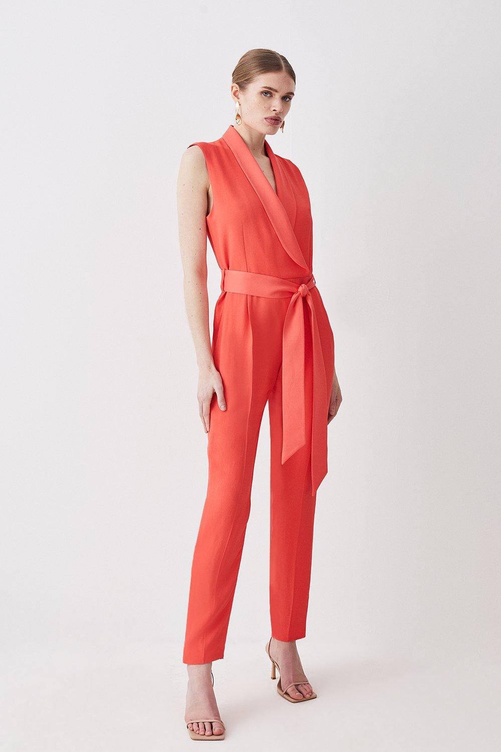 karen millen tuxedo wrap jumpsuit