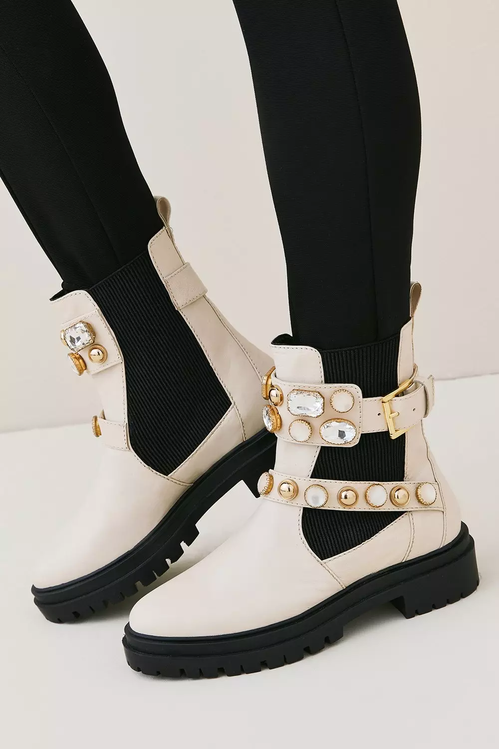 Leather ankle boots sales with jewel details