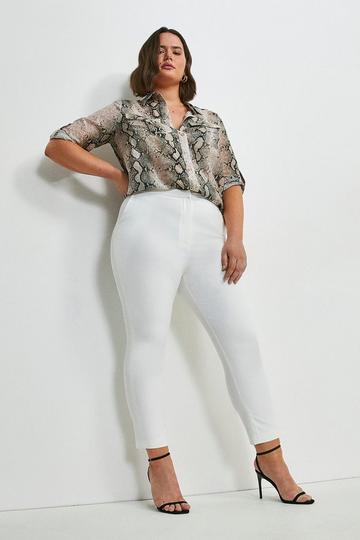 Plus Size Essential Techno Woven Trouser ivory