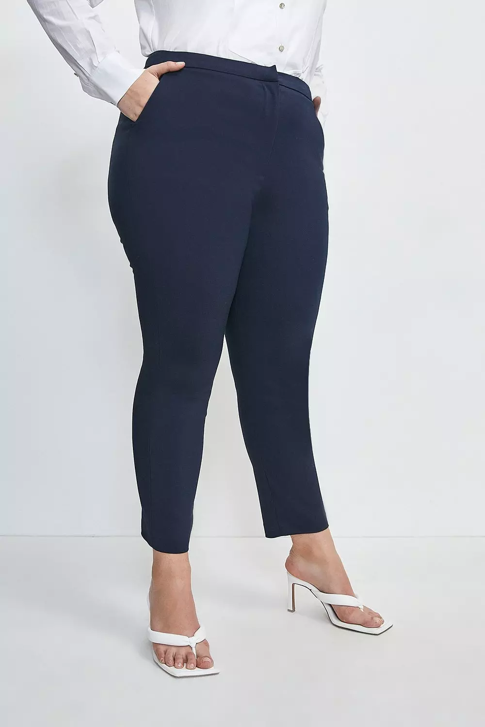 Plus Size Low Rise Satin Cargo Trouser | Karen Millen