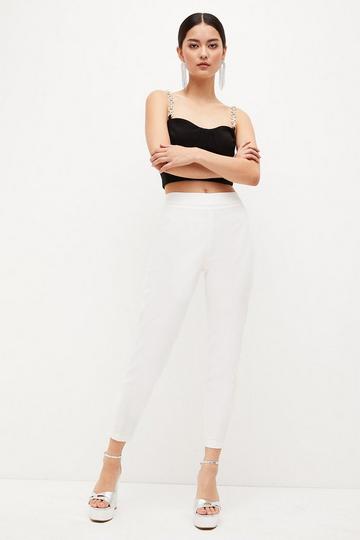 Petite Essential Techno Woven Crop Pants ivory