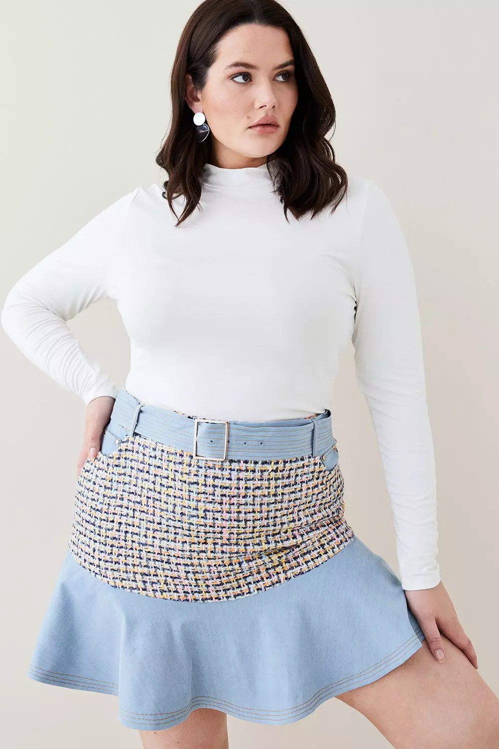 Plus size clearance long tweed skirt