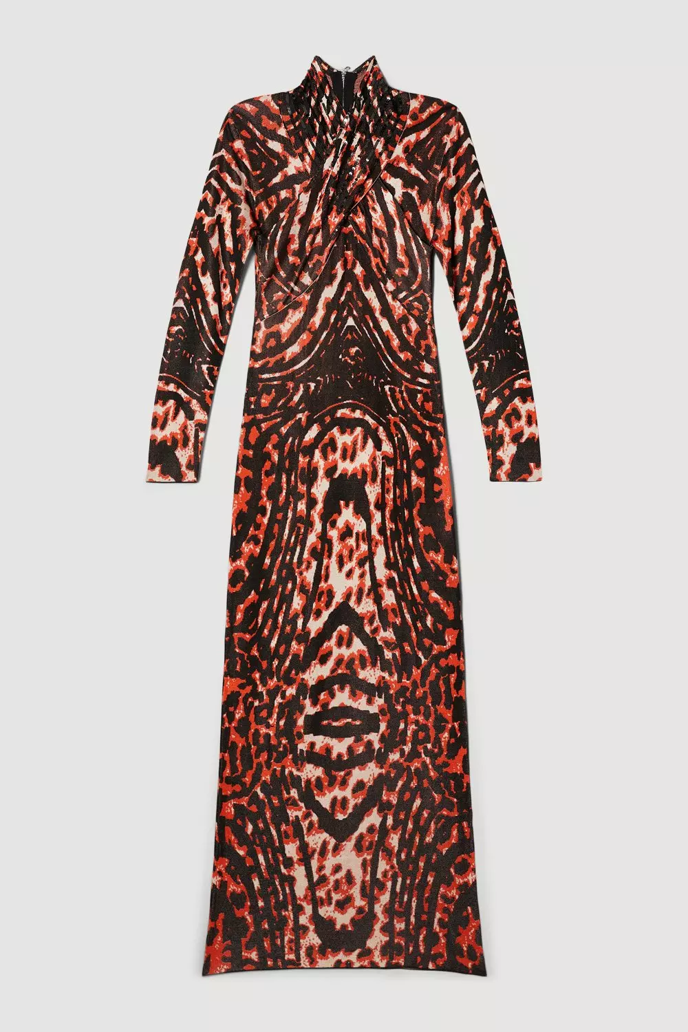 Karen millen red shop leopard maxi dress