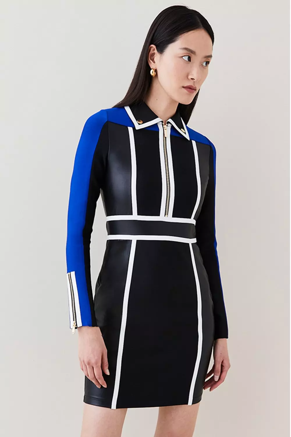 Karen millen colourblock knit cheap dress