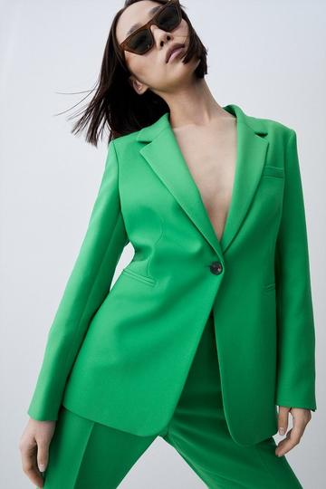 Green Tailored Compact Stretch Single Breasted Jacket