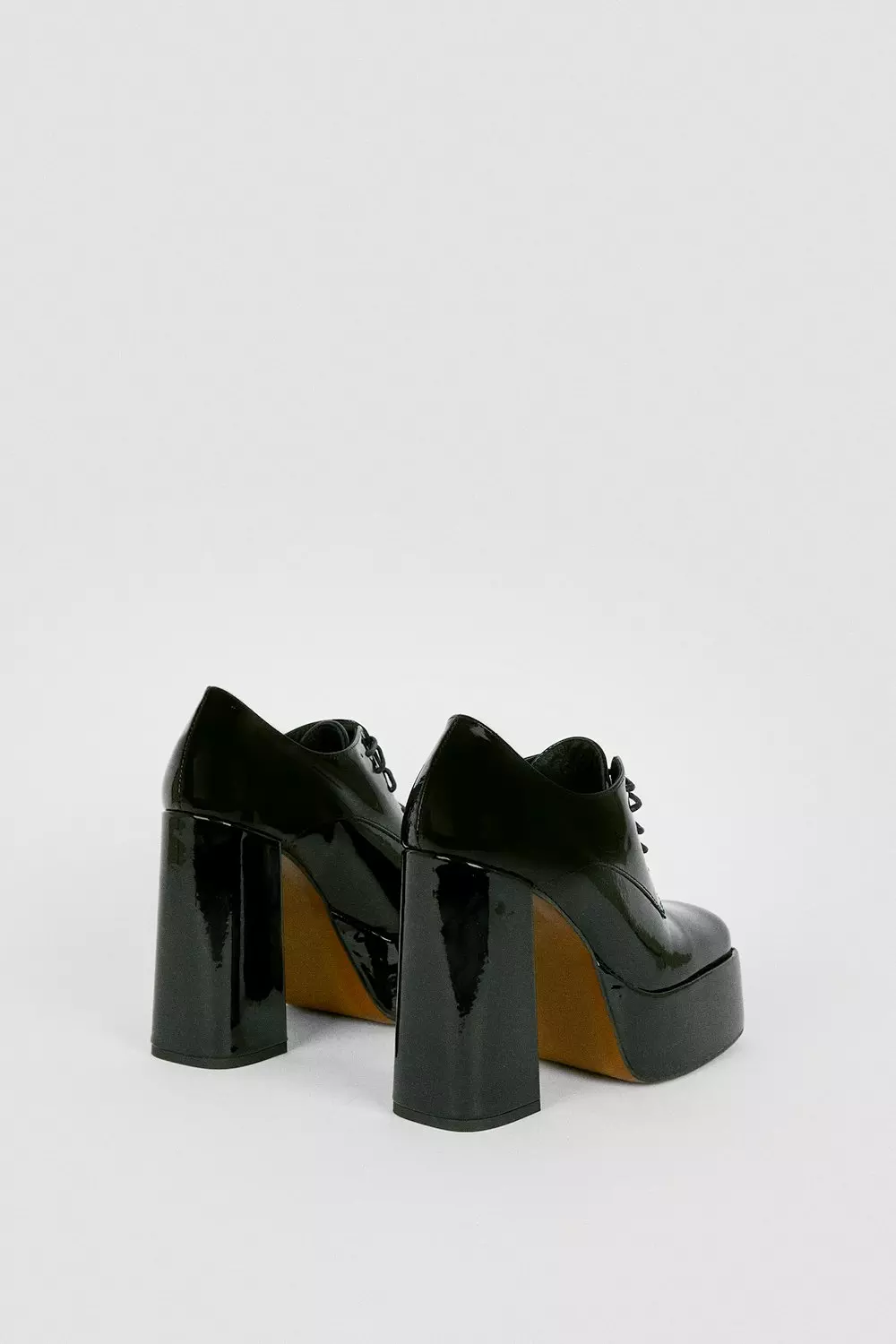 Zara - Faux Patent Leather Wedge Sandals - Black - Women